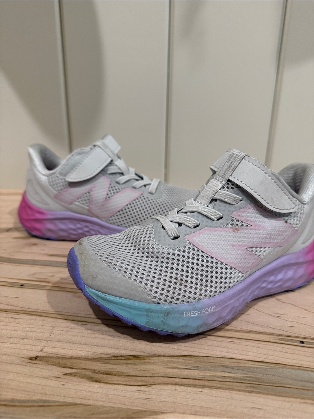 New Balance Kids' Gray and Pink Gradient Fresh Foam Sneakers
